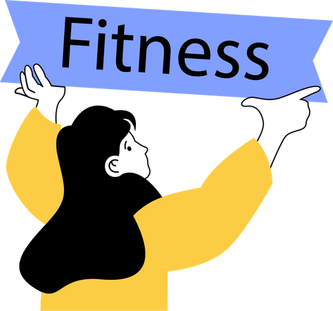 Girl showing fitness poster  Illustration