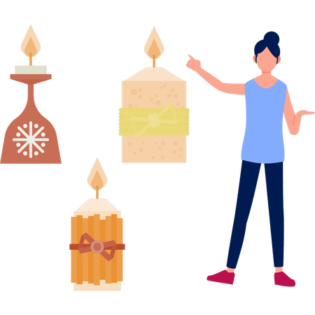 Girl showing flake candle  Illustration