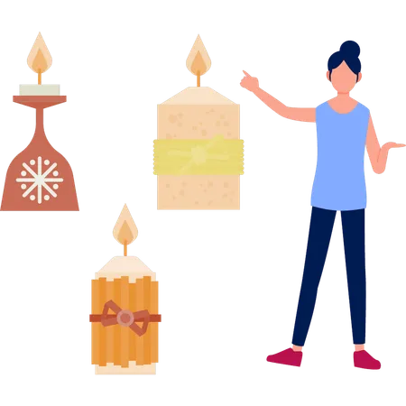 Girl showing flake candle  Illustration