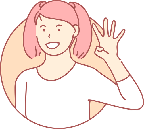 Girl showing four fingers  Illustration