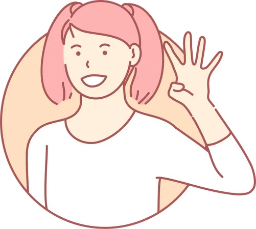 Girl showing four fingers  Illustration