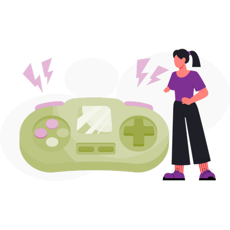 Girl showing game controller  Illustration
