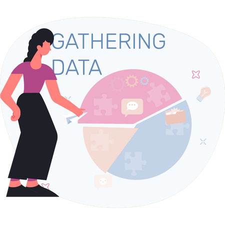 Girl showing gathering data  Illustration