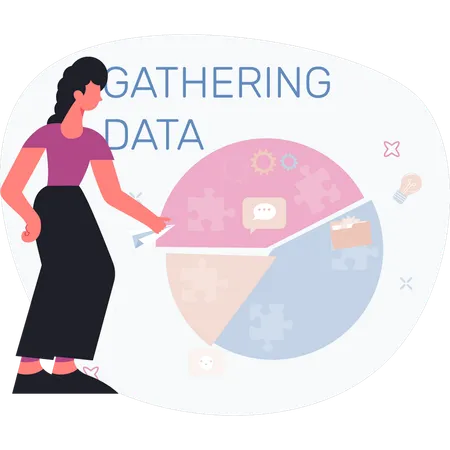 Girl showing gathering data  Illustration