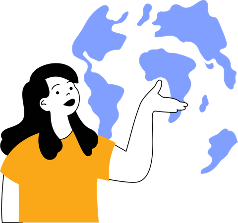 Girl showing globe  Illustration