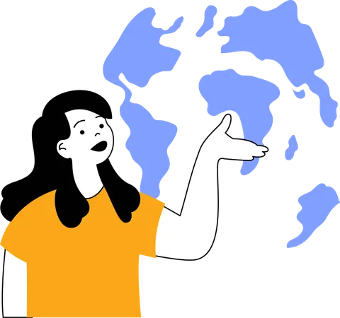 Girl showing globe  Illustration