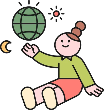 Girl showing globe  Illustration