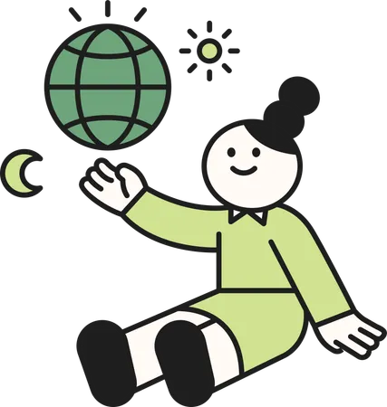 Girl showing globe  Illustration