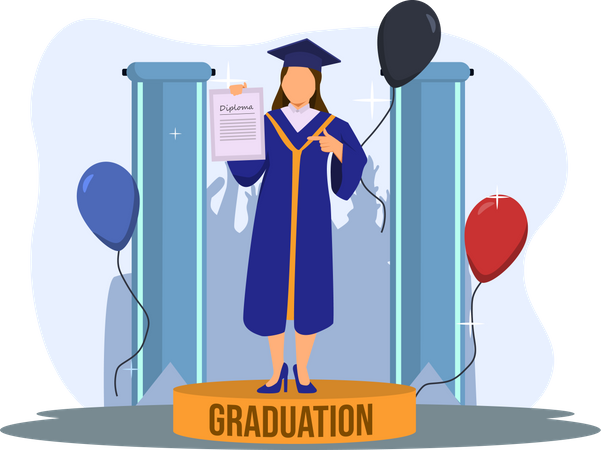 Girl showing graduation certificate  Illustration