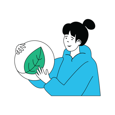 Girl showing green earth  Illustration