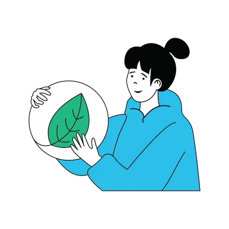 Girl showing green earth  Illustration