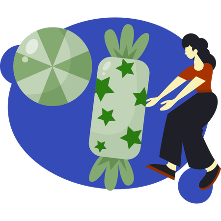 Girl showing halloween candy  Illustration