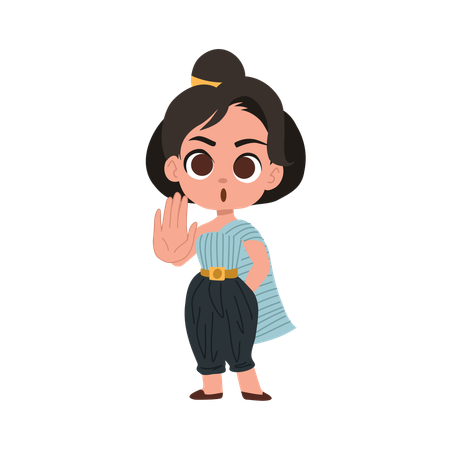 Girl showing hand stop gesture  Illustration