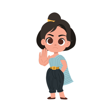 Girl showing hand stop gesture  Illustration