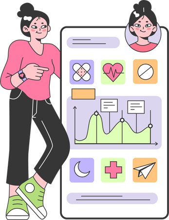 Girl showing healthcare report  Illustration
