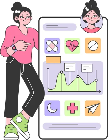 Girl showing healthcare report  Illustration