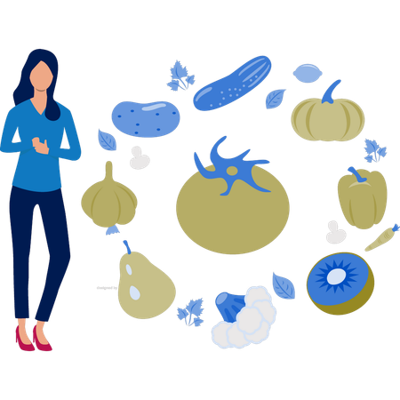 Girl showing healthy food  Illustration