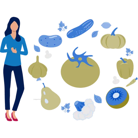 Girl showing healthy food  Illustration