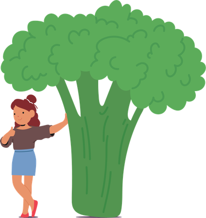 Girl showing healthy food  Illustration