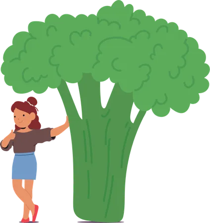 Girl showing healthy food  Illustration