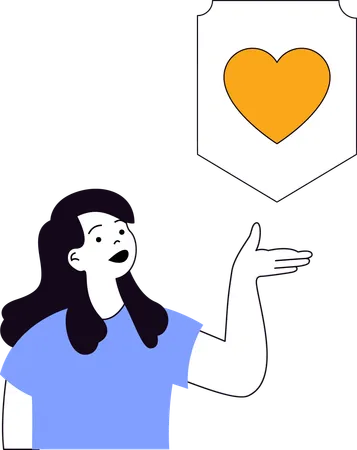 Girl showing heart insurance  Illustration