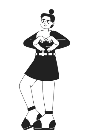 Girl Showing heart sign  Illustration