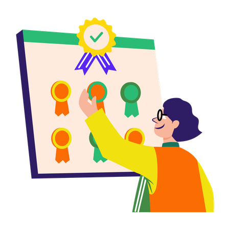 Girl showing her achievements  Illustration