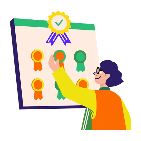 Girl showing her achievements  Illustration