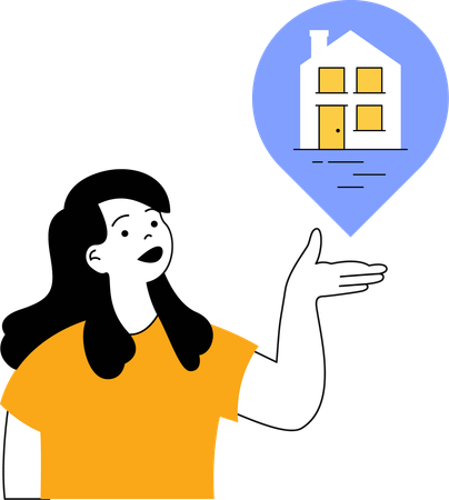 Girl showing home location  Illustration