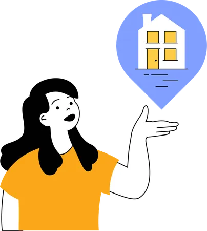 Girl showing home location  Illustration