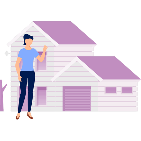 Girl showing house  Illustration