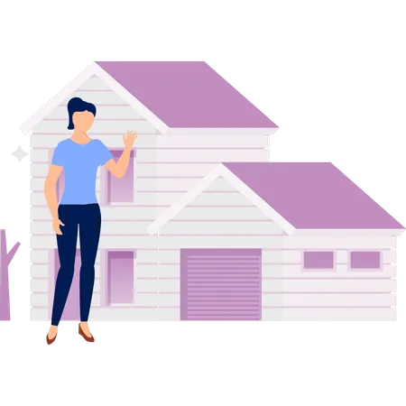 Girl showing house  Illustration