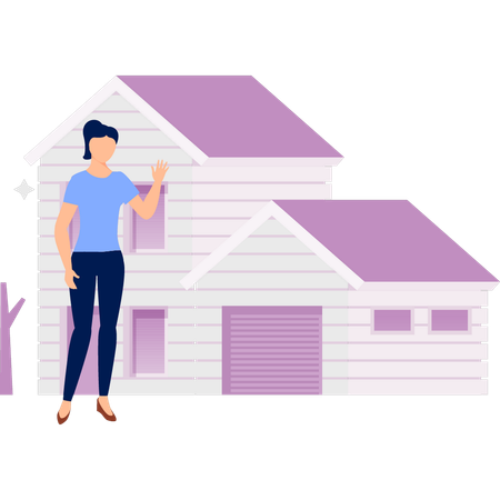 Girl showing house  Illustration