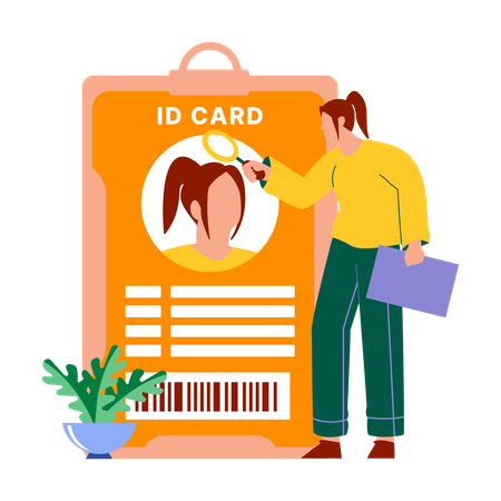 Girl showing Identification card  Illustration