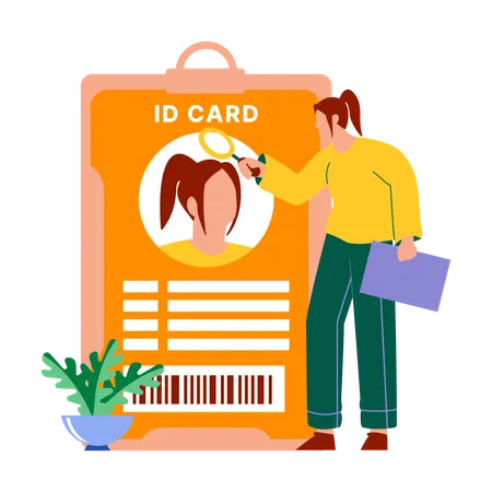 Girl showing Identification card  Illustration