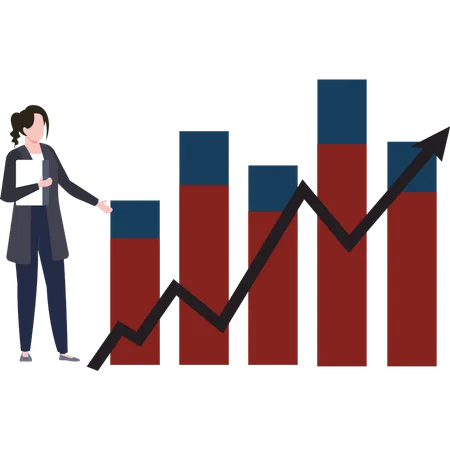 Girl showing  increase in graph  Illustration