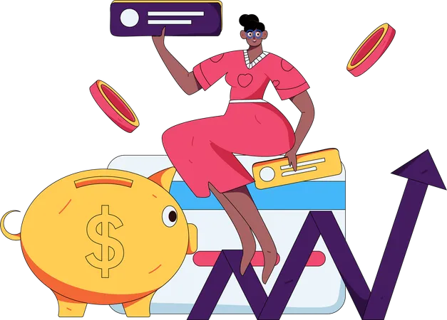 Girl showing investment profit  Illustration