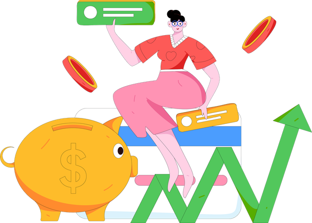 Girl showing investment profit  Illustration