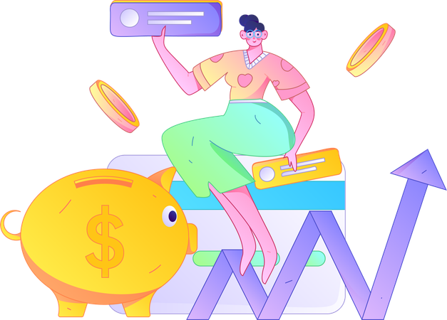 Girl showing investment profit  Illustration