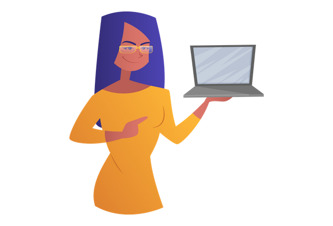 Girl showing laptop  Illustration