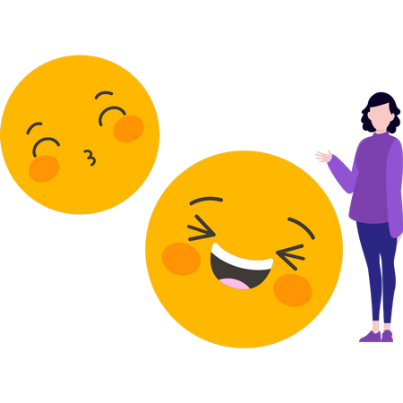Girl showing laughing emojis  Illustration