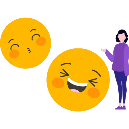 Girl showing laughing emojis  Illustration