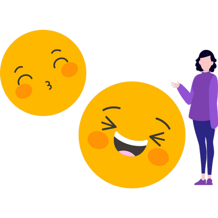 Girl showing laughing emojis  일러스트레이션