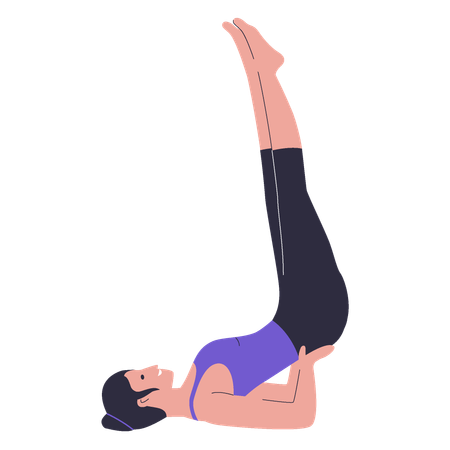 Girl showing leg up kegel pose  Illustration