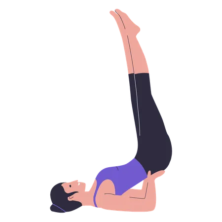 Girl showing leg up kegel pose  Illustration