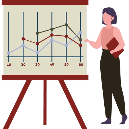 A Girl Is Showing A Line Graph Illustration