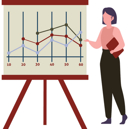 Girl showing line graph  Illustration