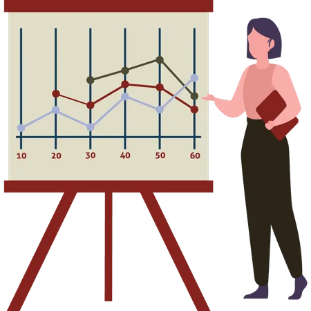 Girl showing line graph  Illustration