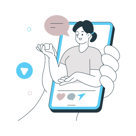 Girl showing Live Video on mobile  Illustration