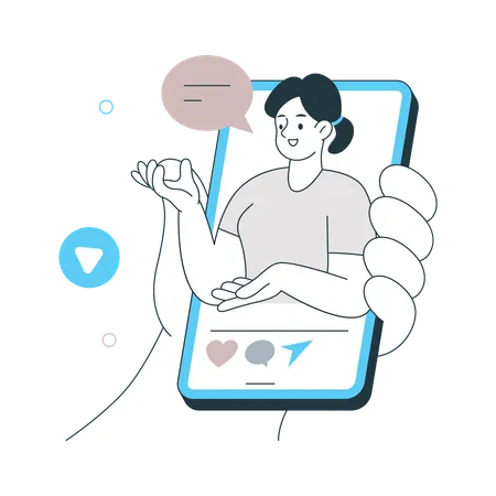 Girl showing Live Video on mobile  Illustration